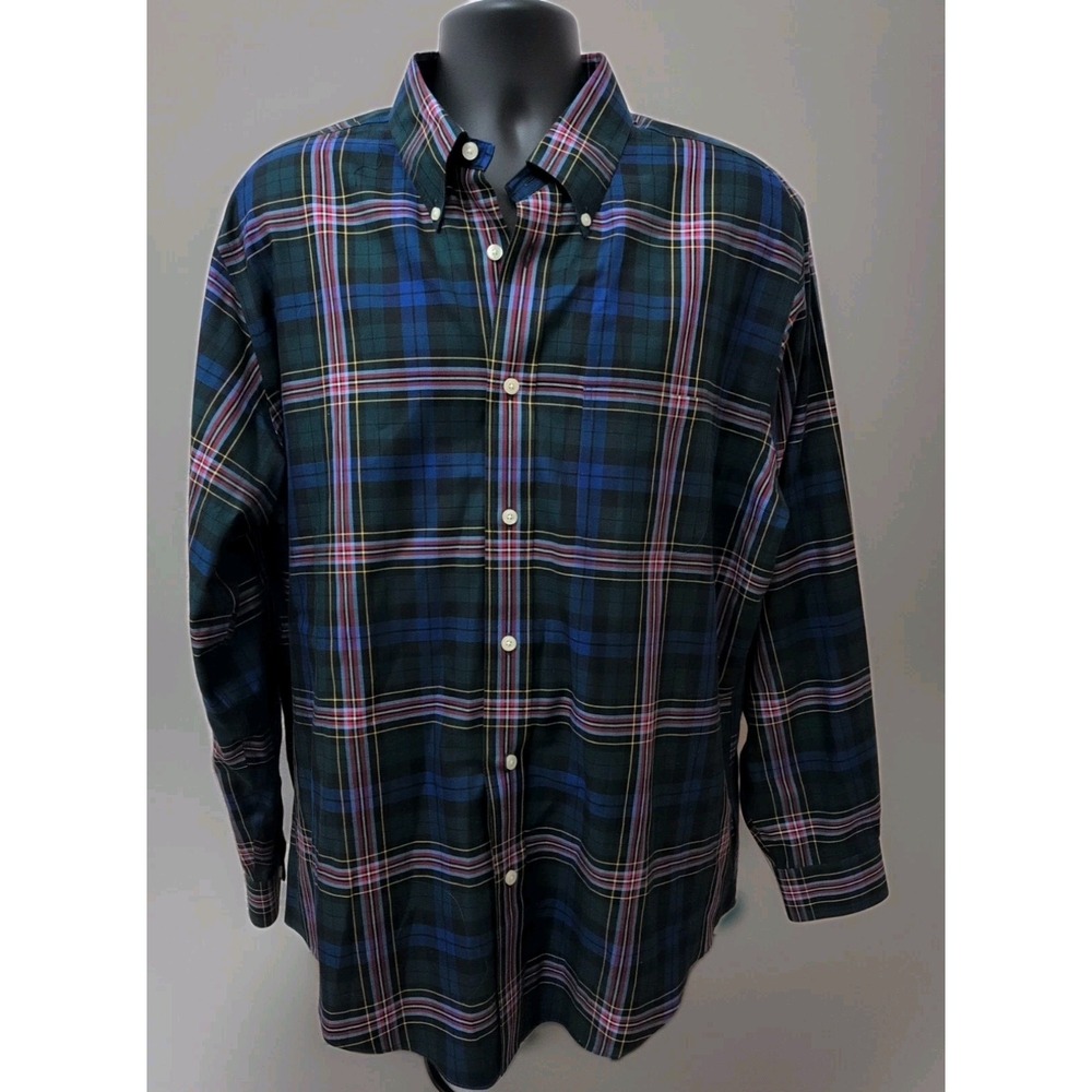 Brooks Brothers Shirt Mens XL Tartan Plaid Oxford Regent Non Iron Cotton - Picture 2 of 5